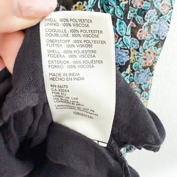 Free People Pennie Babydoll Floral Sheer‎ Mini Dress Black Size M Fairy Grunge - Picture 10 of 11